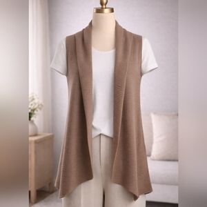 525 America Shawl Collar Open Front Sweater Vest Sleeveless Cardigan Cotton